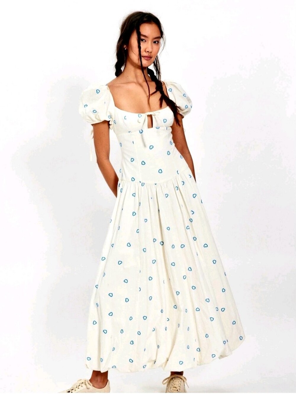 Free People Bali Sprinkled Heart Maxi Dress Tofu Combo